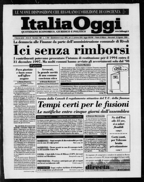 Italia oggi : quotidiano di economia finanza e politica